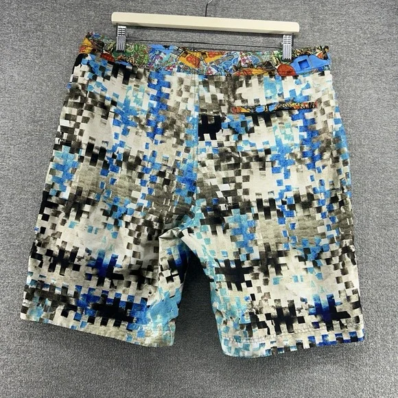 Robert Graham Swim Trunks Men Size 36 Lined Drawstrings Geometric Beach - Picture 2 of 8
